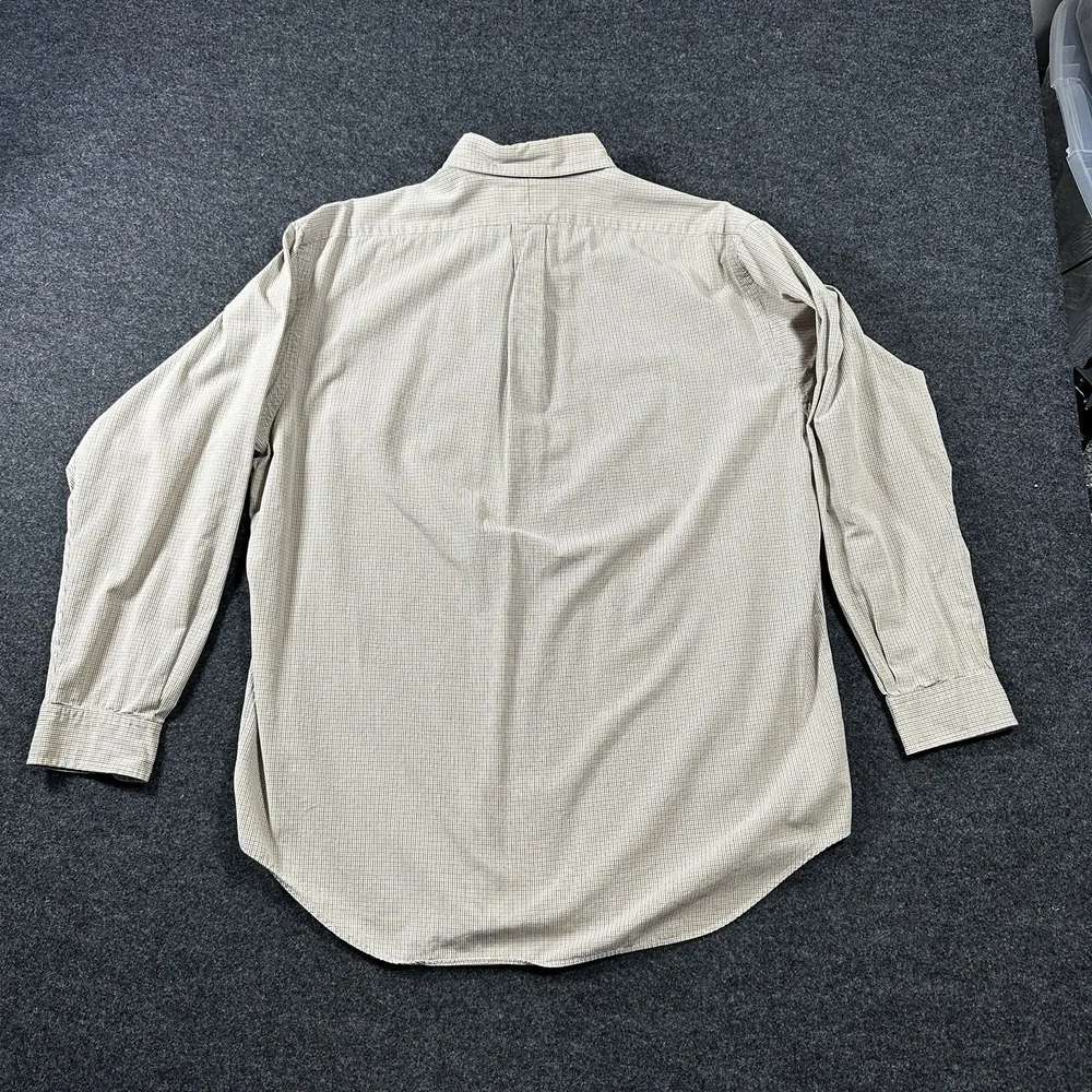 Polo Ralph Lauren Shirt Blake SZ L Tan White Striped Button Down Cotton‎ Relaxed